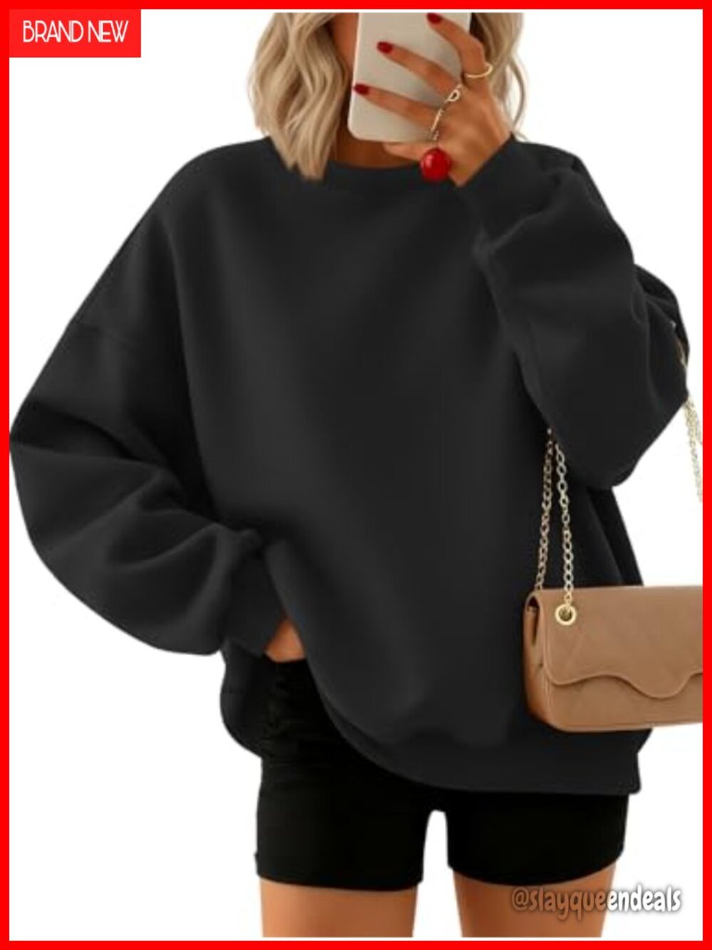 Oversized Crewneck Pullover Sweatshirt Polyester Cotton Women's Fall Casual Top